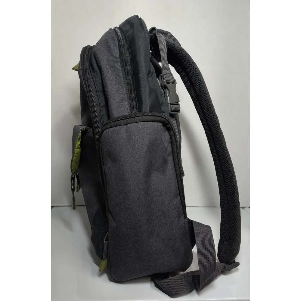 Eddie Bauer Crosstown Backpack Diaper Bag Attach To Stroller Gray Black Green
